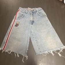Vtg 90s JNCO Jeans Shorts Flame Head Baggy Hiphop Grunge USA Size 10 24 Skater