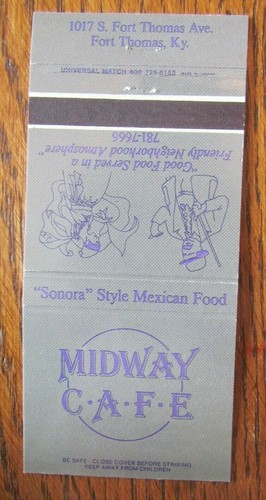 GIRLIE LADY MATCHBOOK COVER: MIDWAY CAFE FORT THOMAS, KENTUCKY MATCHCOVER -D14