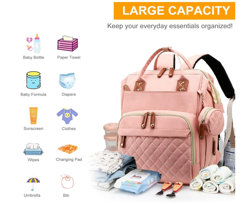 Multi Function Baby Diaper Bag Backpack with Changing Station Mommy Travel Bag - Picture 22 of 28