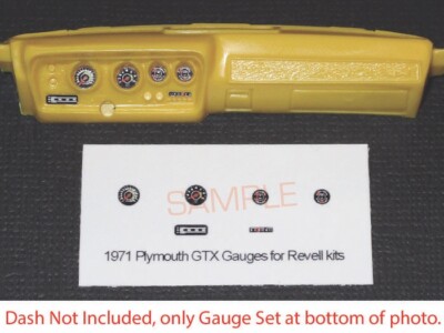1971 PLYMOUTH GTX GAUGE FACES for 1/24 scale REVELL MONOGRAM kits PLS READ DESC