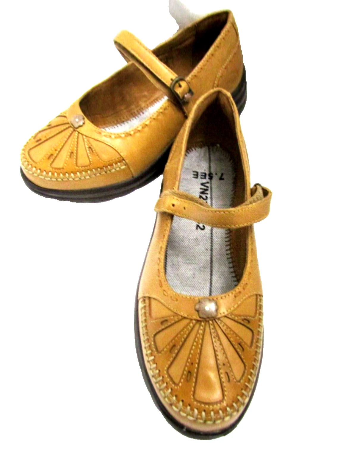 NOUVELLES SANDALES DR COMFORT TAN BROWN LEATHR CHUNKY COMFORT MARY JANES SLIDES tailles 7,5 W