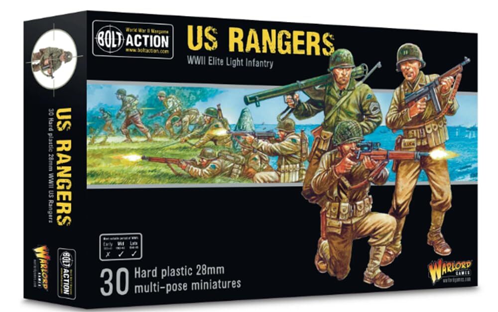 Warlord Games US Rangers Infantry - 28mm Scale Plastic Miniatures for Bolt Actio