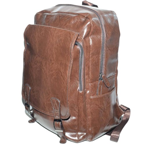 Zaino uomo business testa di moro effetto vintage lucido con zip a 3  aperture e | eBay