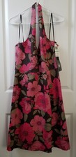 David Meister Sheath Dress Women's Halter Floral Sleeveless w/Zipper Size 8 NWT