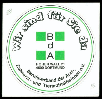 Werbe Aufkleber - Berufsverband Arzthelferinnen BdA - 11x10cm - Vintage 80er
