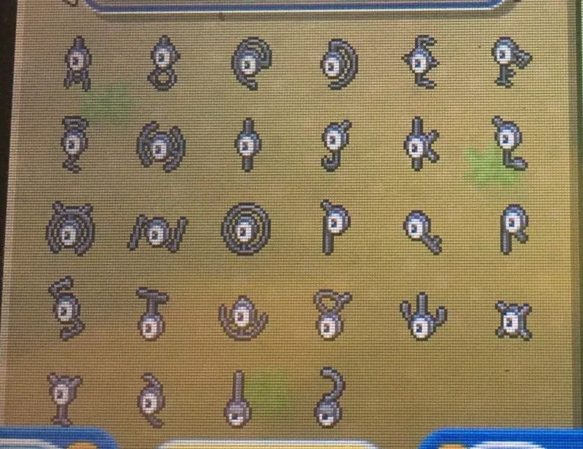 Pokemon Sun Moon Home All 28 Shiny Unown Forms 6IV Guide