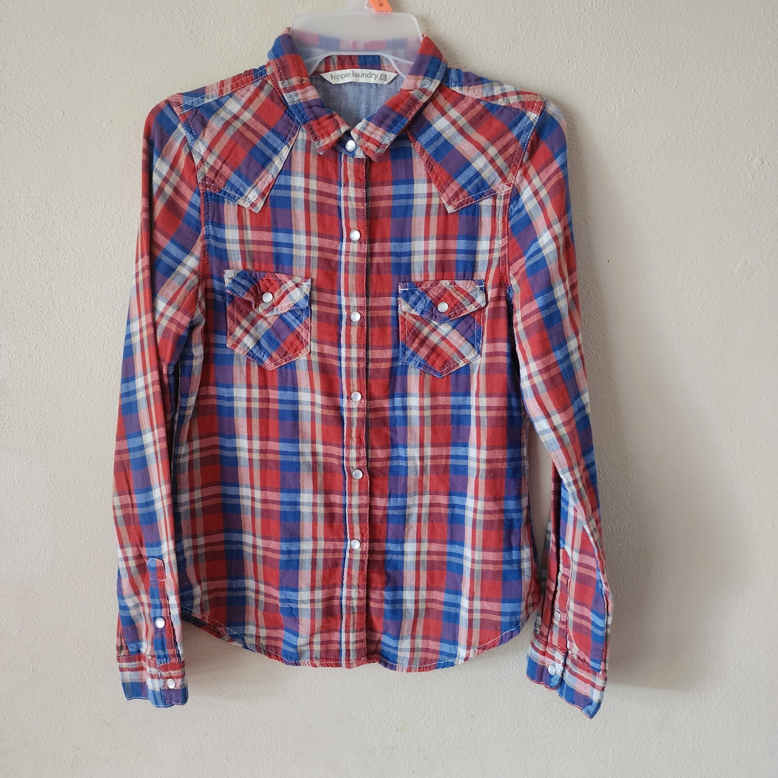 Hippie Laundry Multicolored Plaid Button Down Lon… - image 4