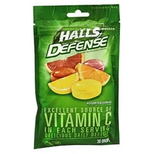 Halls Defense Vitamin C Supplement Drops Assorted Citrus 30 each By Halls