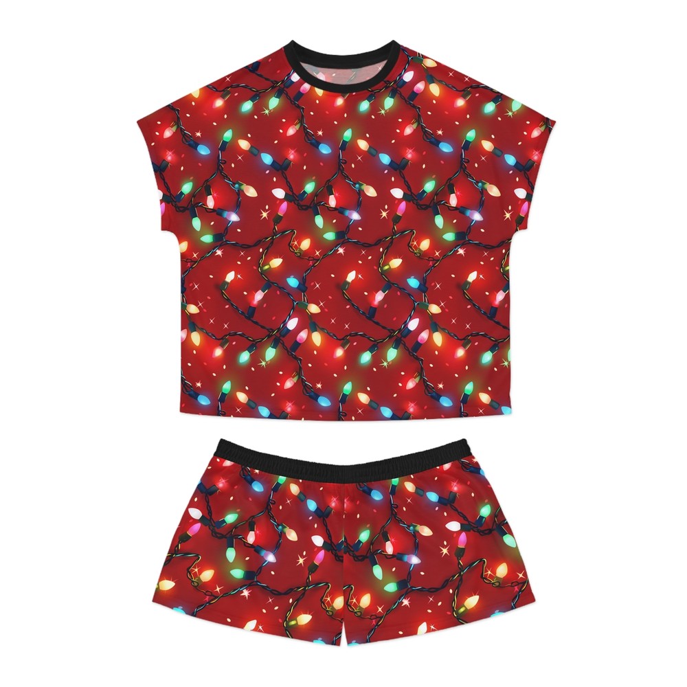 Women's Christmas Pajama Short Set Christmas Pajama Christmas Lights Pajamas