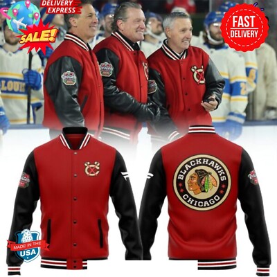 Chicago Blackhawks NHL Winter Classic 2025 Red Baseball Jacket S-5XL