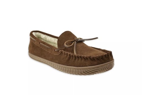 Mens Moccasin Slippers Genuine Suede 