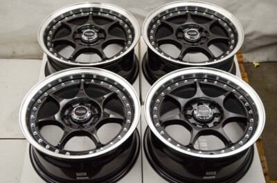 15x7 Black Wheels Rims 4 Lug Honda Accord Civic Fit Cobalt Hyundai