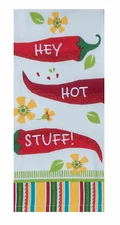 Set of 2 HEY HOT STUFF! Chili Peppers Kitchen Tea Towels by Kay Dee Designs