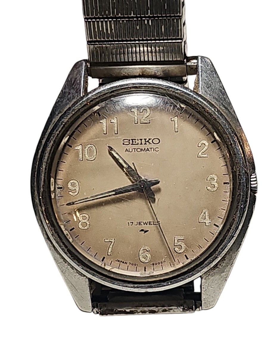 Vintage Seiko Automatic 17 Jewels 7001-8009 Mens Wrist Watch - As