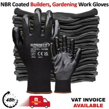 240 PAIRS BUILDERS GLOVES BLACK NITRILE COATED NYLON PALM SAFETY GARDENING GRIP