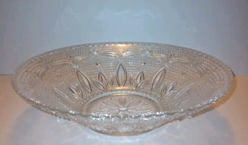 Vintage Hobnail Clear Federal Glass Flower 10.75” Serving~Fruit~Decor Bowl