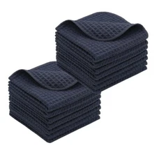 12 Pcs Waffle Weave Microfiber Towel Car Drying Towel Black 16"x16" 400 GSM