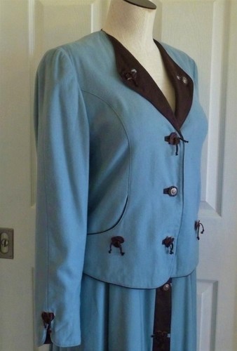 2 Stck. Vintage 90er Meico Landhaus Wolle & Kaschmir Trachten Jacke Maxirock S M 36 gebraucht, in einwandfreiem Zustand - Bild 3 von 12