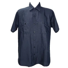 Red Kap Work Shirt Mens M Navy Blue Short Sleeve Mechanic Button 2-Pocket SP24