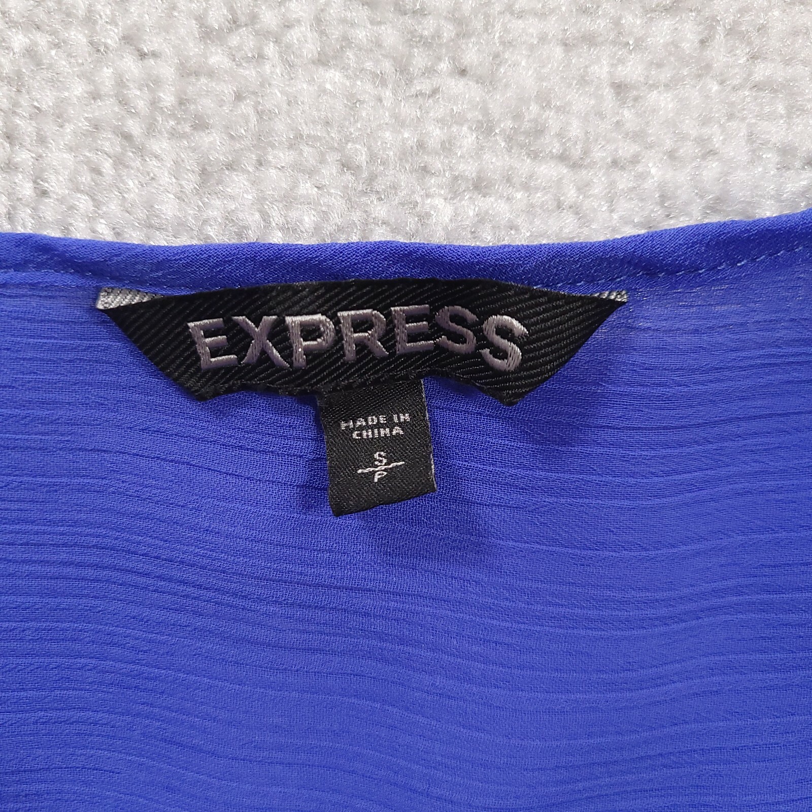 Express Sequin Split Front Sheer Blouse Blue Size… - image 9