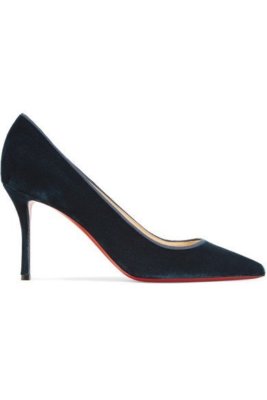 35 Christian Louboutin Pumps Green Pointy Toe Petrol Velvet