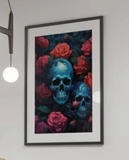 Skulls & Roses Goth Poster Printable Wall Art