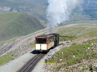 Photo 12x8 Snowdon Mountain Railway near the summit Gwastadnant Rack locom c2019