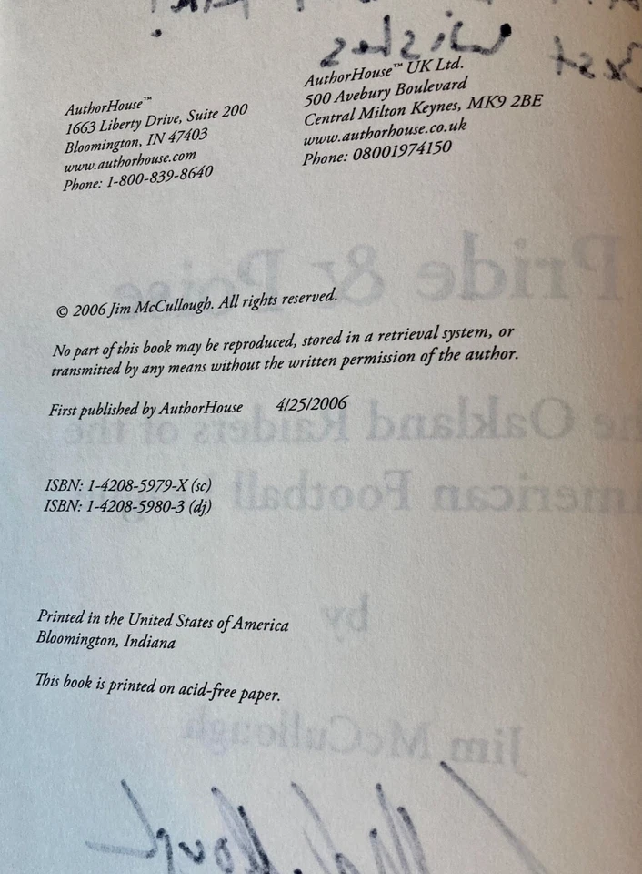 Pride and Poise - Golden Age OAKLAND RAIDERS - SIGNED 1st Edit HC - McCullough - Image 4 of 4