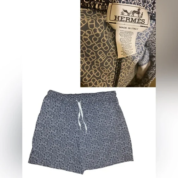 パンツ Chain Boucle Shorts HERMES Chaine D'Ancre Swim Shorts Trunks Chain sz M w/ drawstring