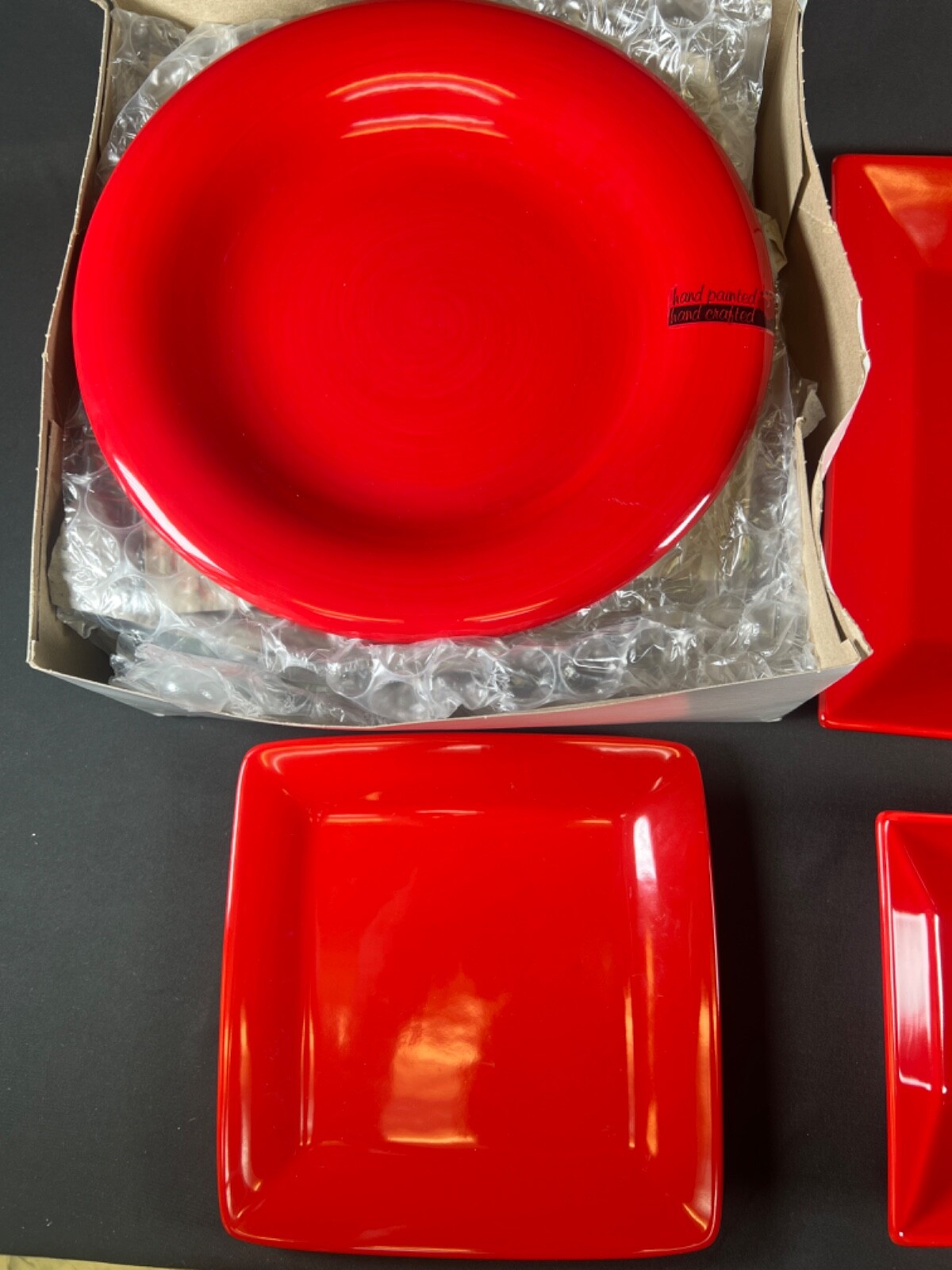9X espana life style macys new dinner plate blaze red set bowl salad kitchen