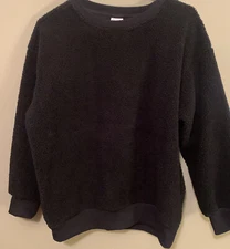 A New Day Long Sleeve Pullover Fuzzy Black Sweater, Size Small
