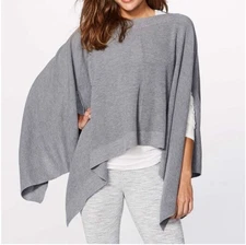 Lululemon Flow Cape Poncho Shawl Womens Sweater Grey Blue One Size