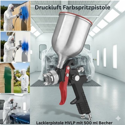 Druckluft Farbspritzpistole / Lackierpistole HVLP mit 500 ml Becher
