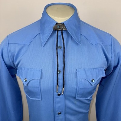 Vtg H Bar C Western Pearl Snap Shirt Mens Large Polyester Rockabilly Disco 1970s