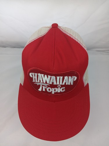 Sombrero de Camionero Vintage Hawaiano Tropic Rojo y Blanco Malla Ajustable Snapback EE. UU. - Imagen 2 de 8
