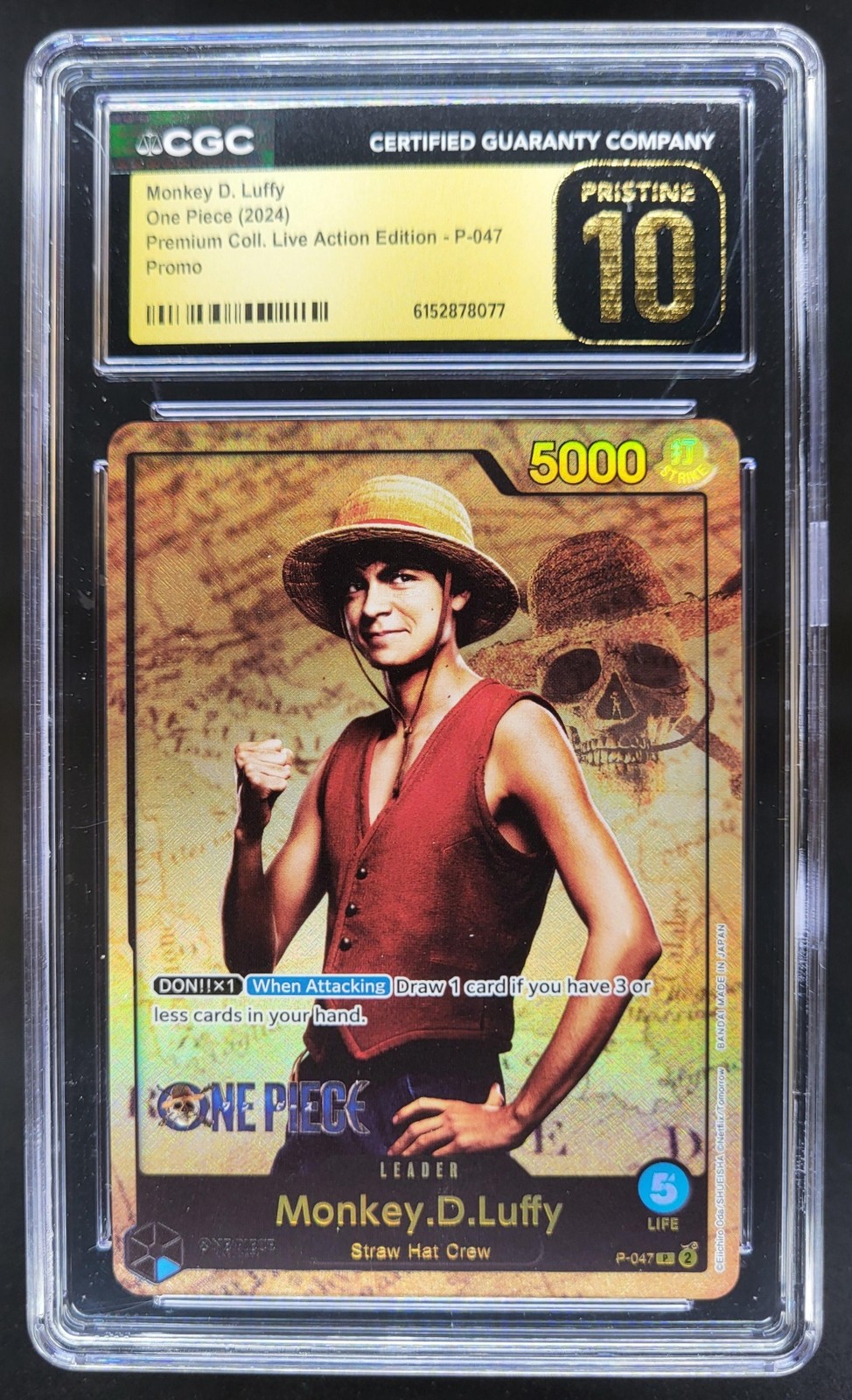 2024 ONE PIECE MONKEY D. LUFFY LIVE ACTION PROMO P-047 CGC 10 PRISTINE Y PT
