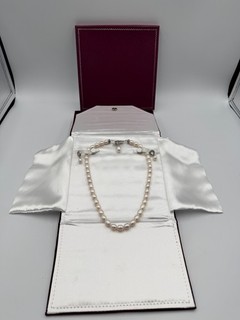 AUTHENTIC PEARL NECKLACE WITH MATCHING EARRINGS STERLING SILVER