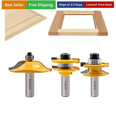 3PCS 1/2'' Shank Router Bit Set, Raised Panel Cabinet Door Making Router Bits,...