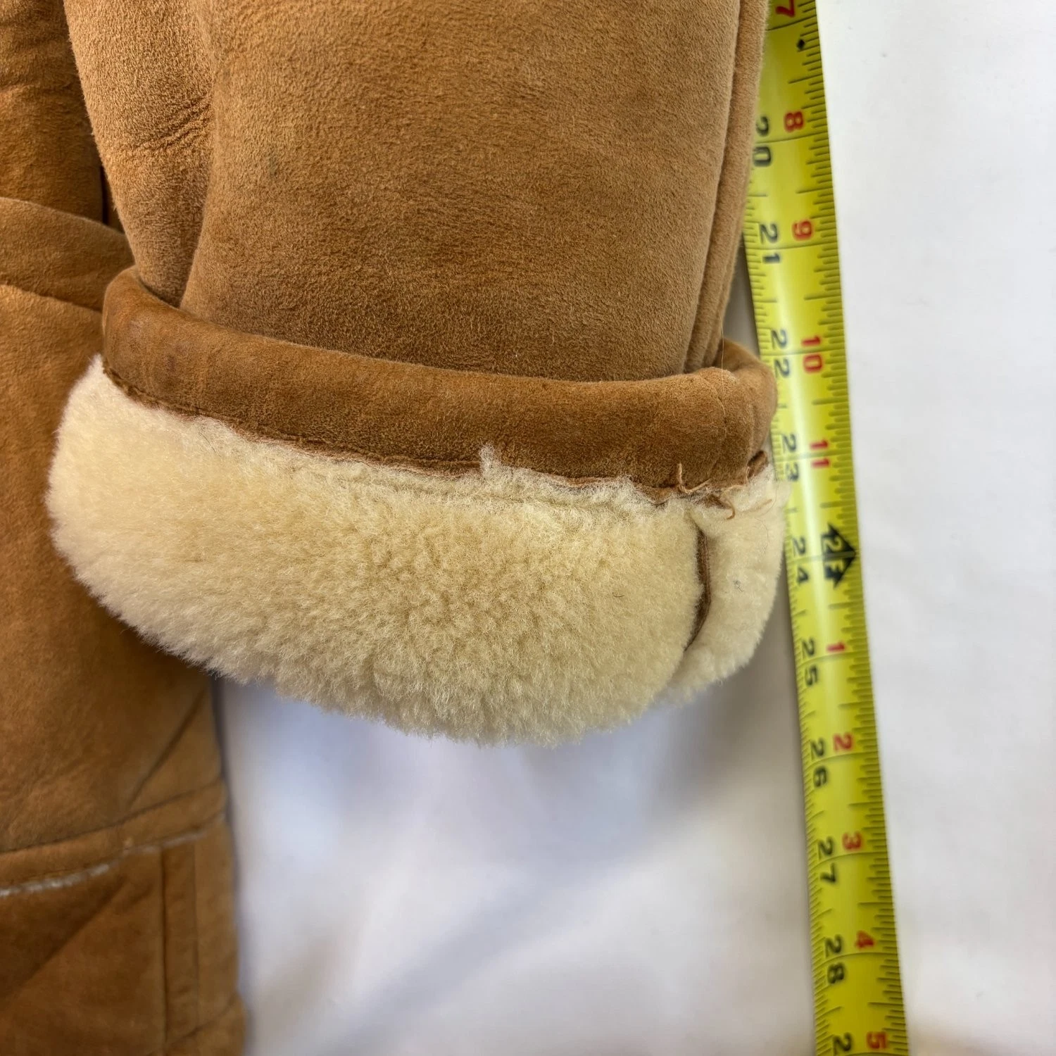 Vtg Ice Age Shearling Coat 70s Mens Medium Brown Suede Leather Rancher Jacket image 9