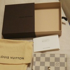 Louis Vuitton Damier Wallet Beige White Monogram Compact Used with Box  Dust Ba