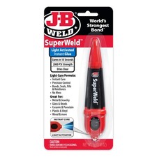 J-B Weld SuperWeld Instant Glue, Light Activated, No Allergens, Clear, 1 Tube
