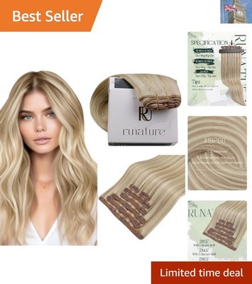 Seamless Clip-In Extensions 12'' - Remy Ash Blonde With Platinum Highlights, 80g