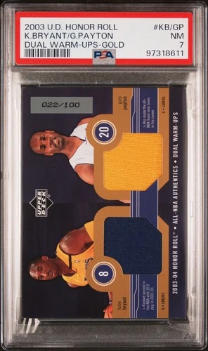 2003 DUAL WARM-UPS-GOLD #KB/GP GARY PAYTON KOBE BRYANT 22/100 PSA 7