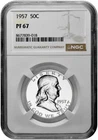 1957 50C Proof Silver Franklin Half Dollar NGC Graded PF 67 in New Holder