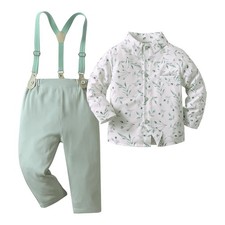 Baby Boys Pants Sets, Infant Long Sleeve Shirt Pants Suspenders Outfits C...