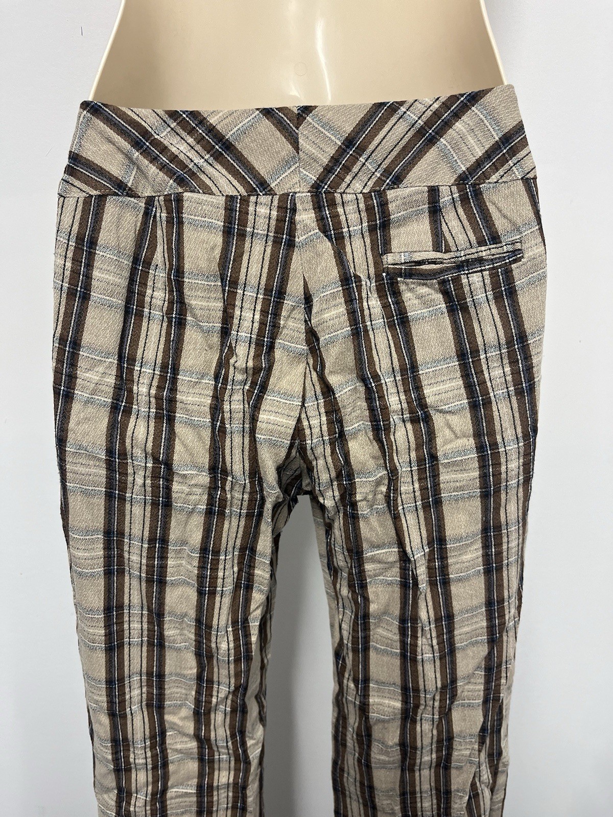 Rare Vintage Y2K RICH Plaid Low Rise Flare Pants Indie size 8-10 27inch image 4