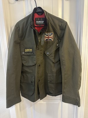 ジャケット・アウター Barbour motorcycle jacket INTERNATIONAL Barbour International Union Jack UK Flag Wax Waterproof Biker