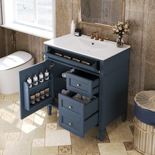 30'' Bathroom Vanity with Top Sink, Modern Bathroom Storage Cabinet with 2 Dra