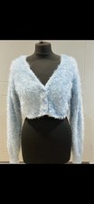 Eb. 25: Collusion. Label size XS (oversized)Blue fluffy crop top Cardigan