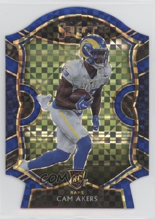 2020 Panini Select Concourse Blue Prizm Die-Cut Cam Akers #55 0ly1